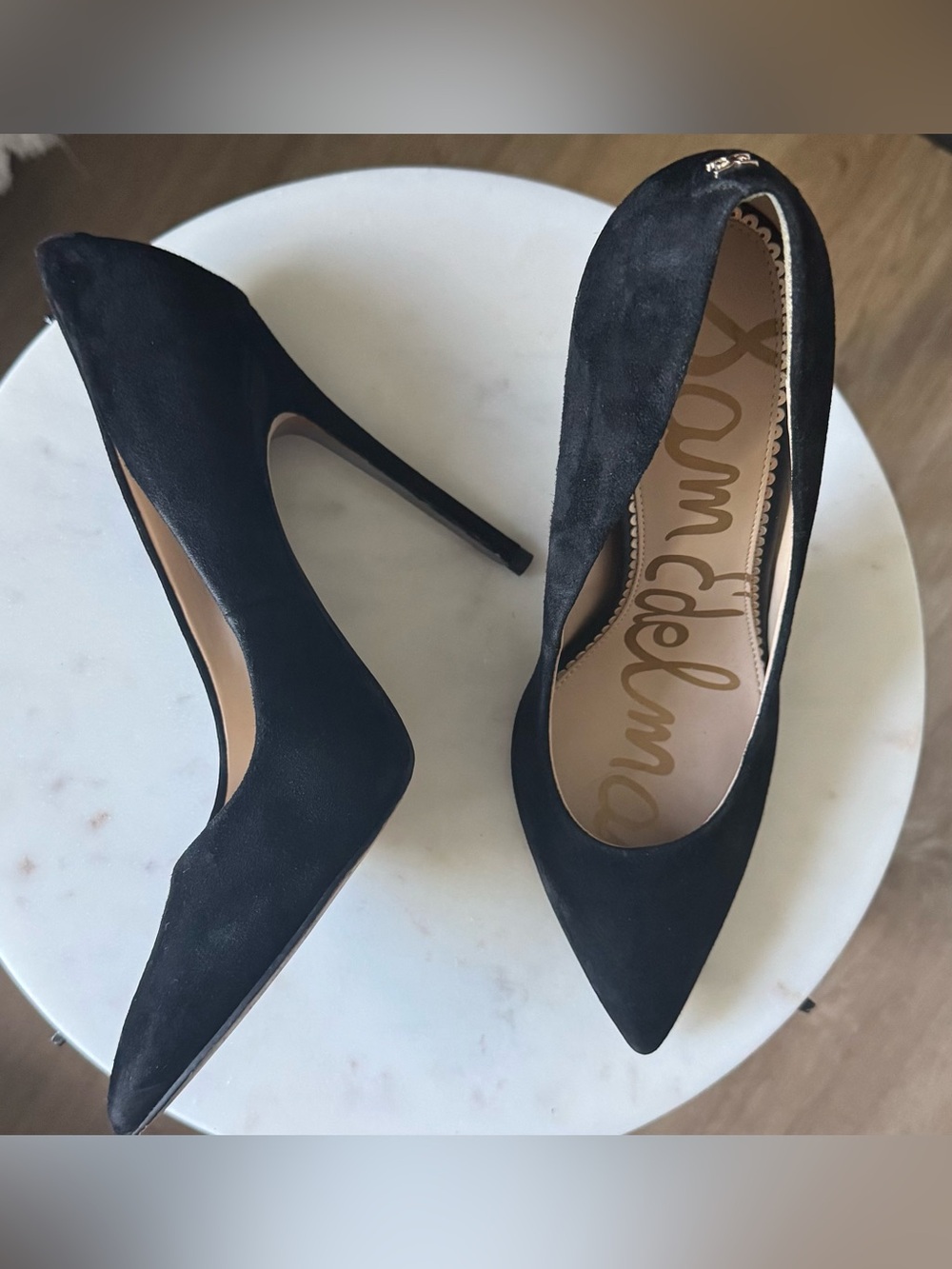 Sam Edelman Black Suede Pointed Toe Stiletto Pumps - Picture 5 of 9